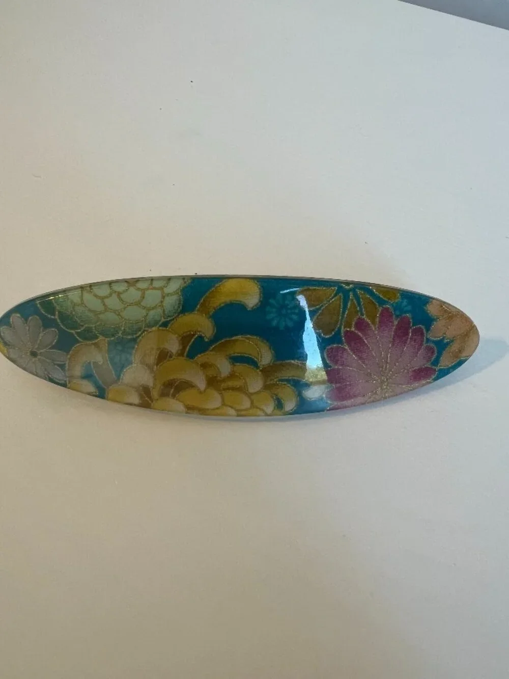 France Luxe handmade turquoise blue floral barrette